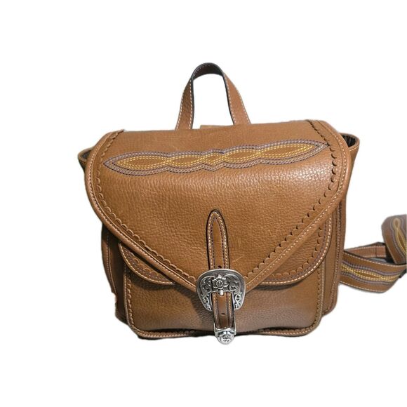 Will Leather Goods Lubbock Backpack Tan Leather Western Silver Buckle Embroidery main image 9